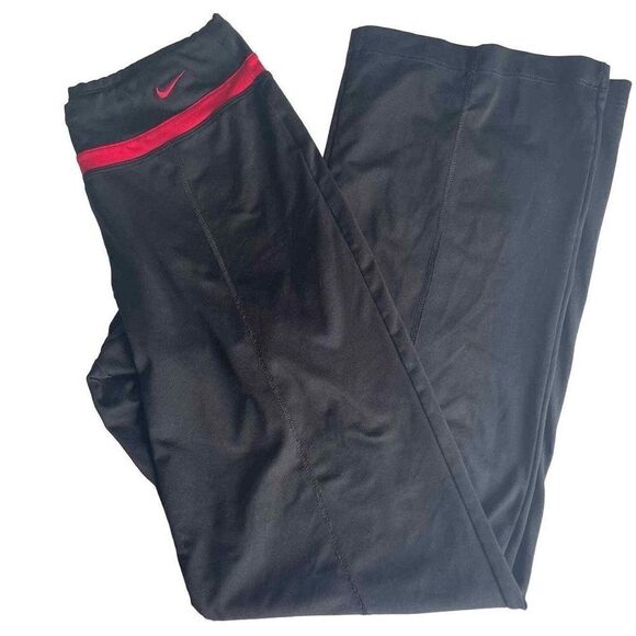 Nike Red Embroidered‎ Swoosh Wide Leg Leggings Size Small - Picture 1 of 6